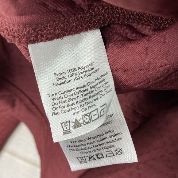 Eddie Bauer Sweater Women L Ascents Burgundy Quilted Pullover Mock Neck Top - Picture 7 of 9